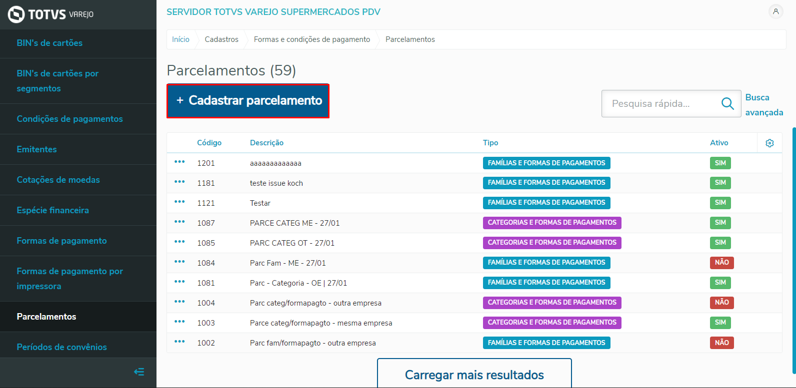 Imagem 2 - Cadastrar Parcelamento