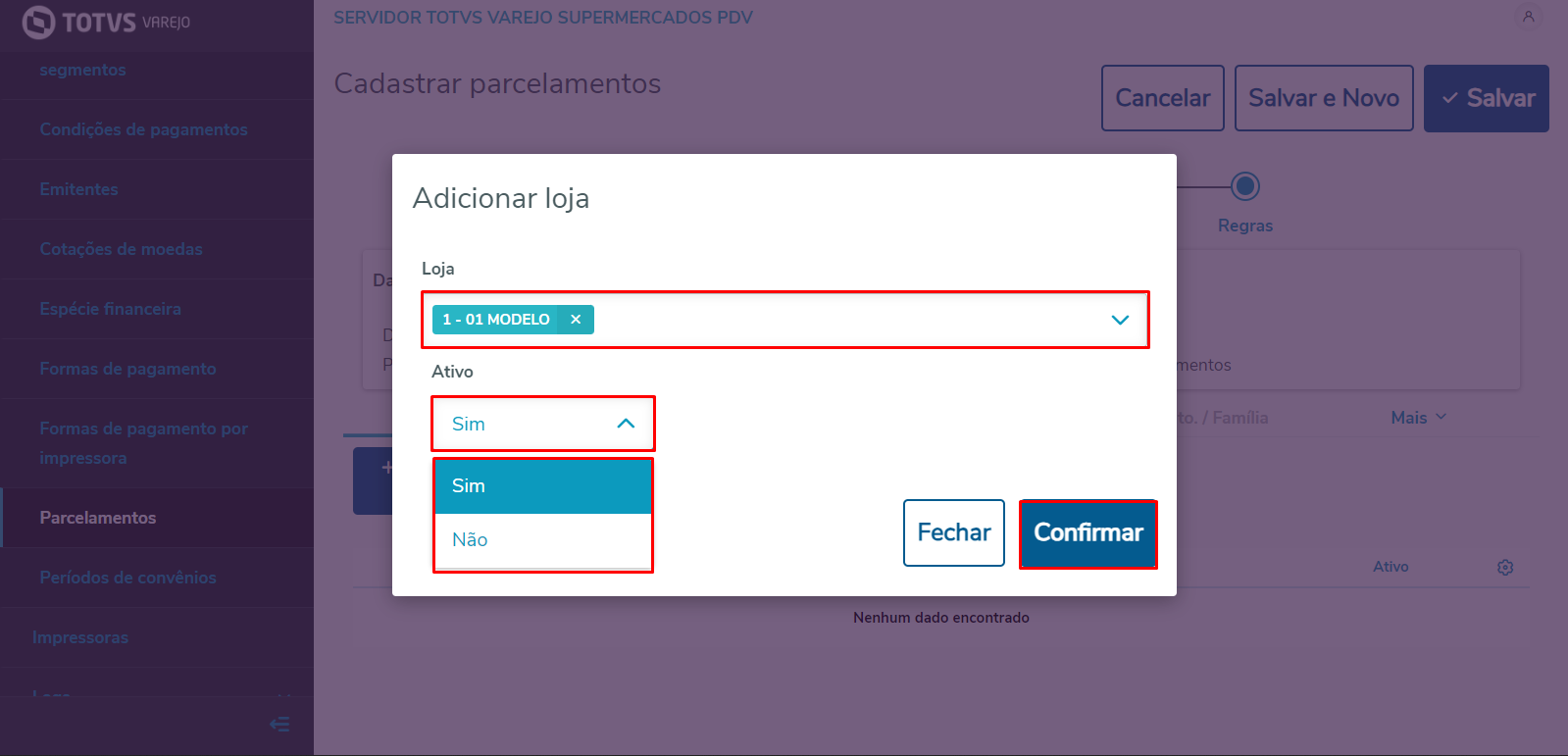 Imagem 6 - Menu Adicionar Loja