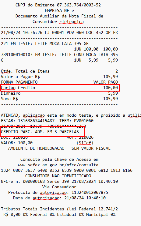 Imagem 25 - Comprovante da Venda