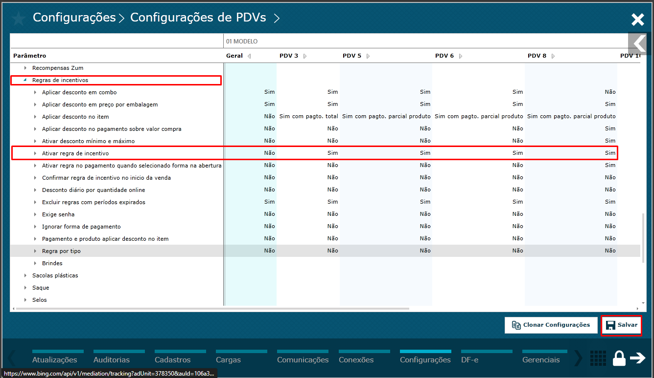 Imagem 11 - Menu Regra de Incentivo