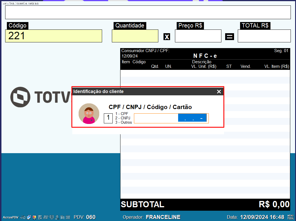 Imagem 14 - Registrando Produto no PDV