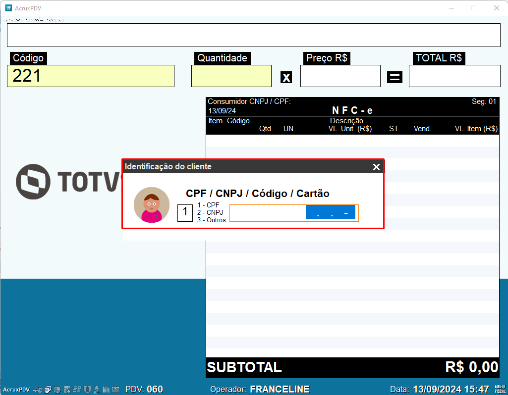 Imagem 14 - Registrando Produto no PDV