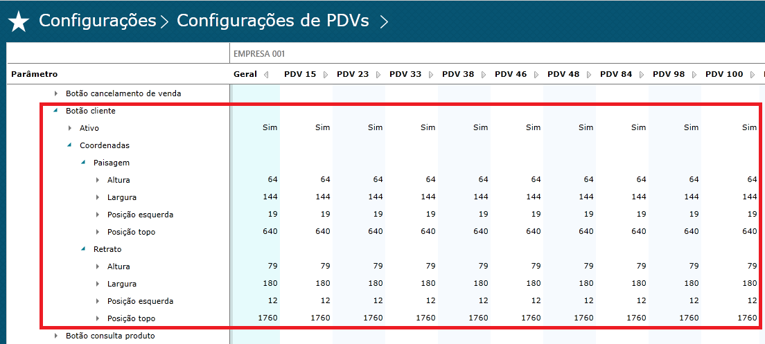 Imagem 1 - Configurações botão cliente