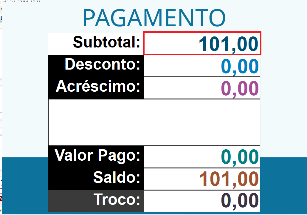 Imagem 44 - Tela de Subtotal.