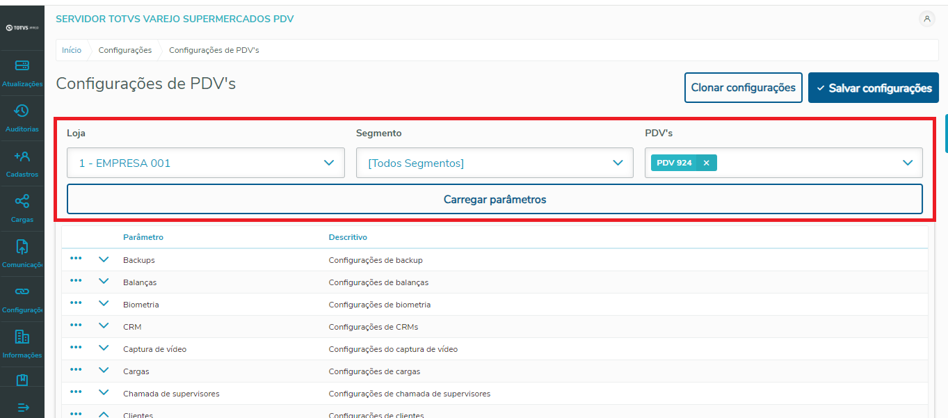 Imagem 3 - Filtro de lojas de PDV's.