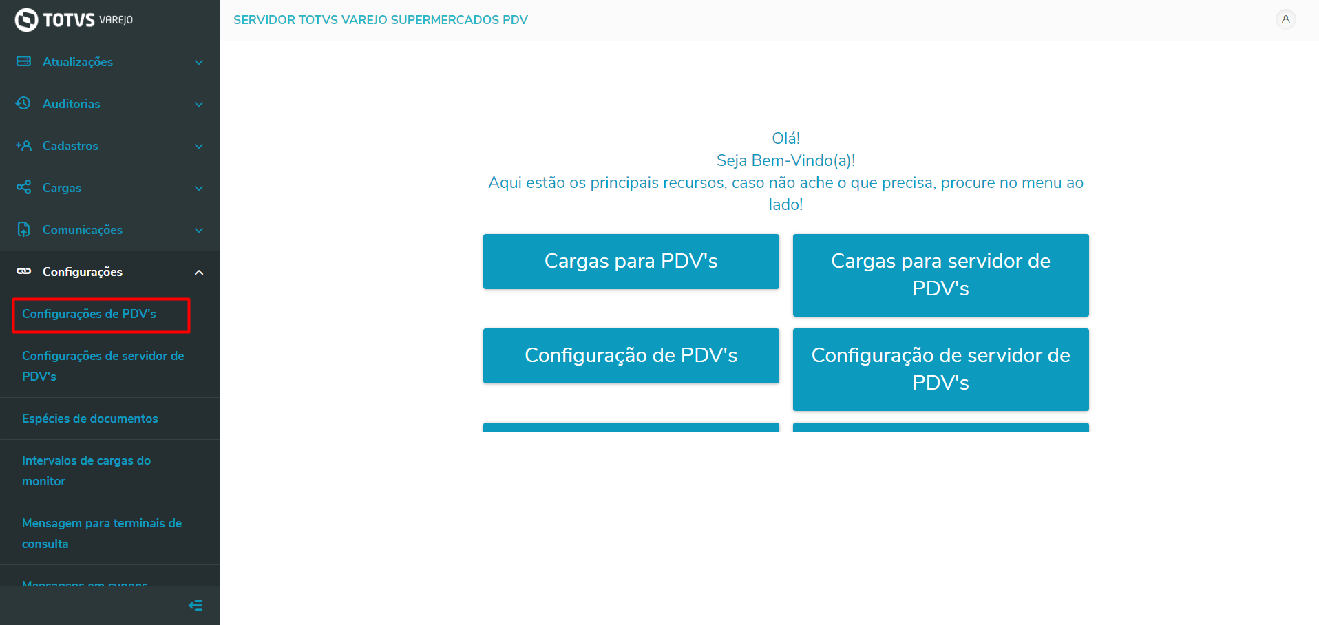 Imagem 2 - Tela de configurações.