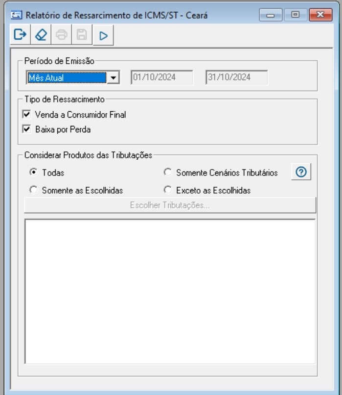 Imagem 01 - Aplicação Relatório Ressarcimento ICMS ST